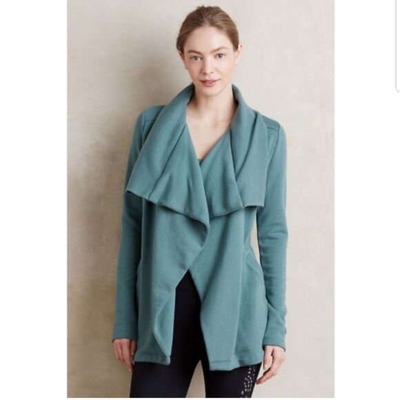 Saturday Sunday Anthropologie Black Drape Terry Cardigan Jacket - Picture 7 of 7